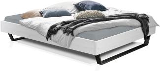Möbel-Eins LUKY Kufenbett ohne Kopfteil, Material Massivholz, Fichte massiv, Kufen schwarz weiss 140 x 220 cm
