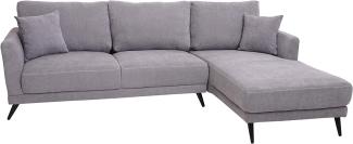 Sofa HWC-G43, Couch Ecksofa L-Form 3-Sitzer, Liegefläche Nosagfederung Taschenfederkern 250cm ~ rechts, grau