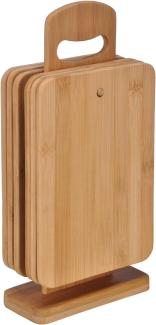 6er Set Brettchen mit Ständer aus Bambus Holz