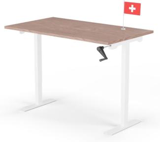 manuell höhenverstellbarer Schreibtisch EASY 140 x 80 cm - Gestell Weiss, Platte Walnuss