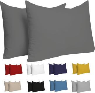 Kissenbezug 40x60 (Set mit 2) - 100% Jersey Baumwolle 150 g/qm Kissenbezüge -Anthrazit - Für Kissen 40 x 60 cm - Kissenhülle - Kissenbezug - Resistent und Hypoallergen - Dreamzie