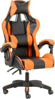 Baroni Home Gaming-Stuhl, ergonomischer Bürostuhl, gepolstert Gaming Sessel mit bequemer, Verstellbarer Rückenlehne, Gamer Chair mit Kopfstütze und Lendenwirbelstütze, Orange