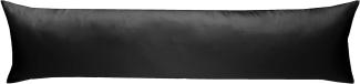 Mako-Satin Baumwollsatin Bettwäsche Uni einfarbig zum Kombinieren (Seitenschläferkissen Bezug 40 x 200 cm, schwarz)