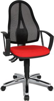 Topstar Point 60 Net, ergonomischer Bürostuhl, Schreibtischstuhl, inkl. feste Armlehnen A1, Stoff, Rot/Schwarz