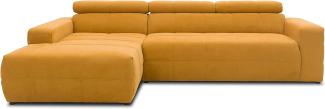 DOMO. collection Brandon Ecksofa, Sofa mit Rückenfunktion in L-Form, Polsterecke, Eckgarnitur, gelb, 288 x 228 x 80 cm