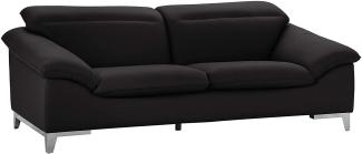 Mivano Ledercouch Teresa, Modernes 2-Sitzer-Sofa mit verstellbaren Kopfstützen, 218 x 84 x 109, Kunstleder Schwarz