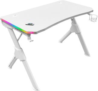 Mars Gaming MGDRGBW, RGB Gaming Tisch, Headset + Flaschenständer, 110x60cm, Weiß