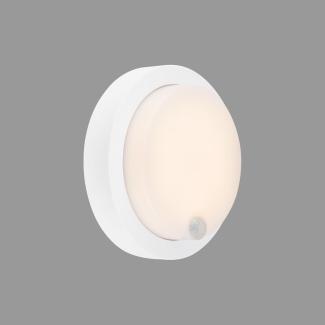 BRILONER – Außenlampe mit Bewegungsmelder, Wandlampe mit Akku, Wandleuchte ohne Stromanschluss, Aussenlampe Wand, Akku Lampe, Warmweißes Licht, Weiß, 170x55 mm (DxH)