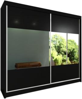 Schwebetürenschrank mit Spiegel IRINA, 200x216x61, schwarz