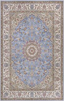 Orientalischer Kurzflor Teppich Zuhr Blau Creme Mehrfarbig - 160x230x1cm