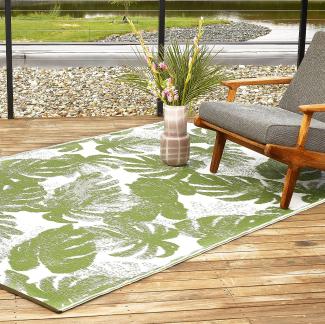 Fab Hab Outdoorteppich Panama Green aus recyceltem Plastik grün wetterfest 150x240 cm