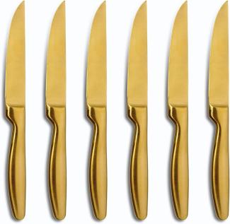 Comas Steakmesser BOJ Satin Gold 6er Set, Fleischmesser mit Satin-Finish, Edelstahl, PVD-Beschichtung, 22. 1 cm, 7432