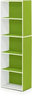 Furinno offenes Bücherregal mit 5 Fächern, holz, Weiß/Grün, 40. 1 x 23. 9 x 132. 1 cm
