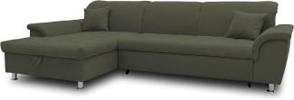 DOMO Collection Ecksofa Franzi, Couch in L-Form, Sofa, Eckcouch mit Rückenfunktion Polsterecke, Dunkelgrün, 279x162x81 cm
