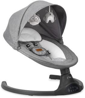 MoMi LAMI Babywippe für Kinder bis 9 kg, klappbar, mit Fernbedienung & Bluetooth zum Verbinden mit Smartphone, Batterie- oder Stromanschluss, mit 5-Punkt-Sicherheitsgurt, Sonnenschutz, Insektennetz