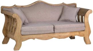 MiaMöbel Mexico Sofa 2-Sitzer 100% Baumwolle, Massivholz Pinie Landhaus Mexiko Möbel Mexikanisch