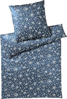 elegante Mako Jersey Bettwäsche Daisies marineblau|135x200 cm + 80x80 cm