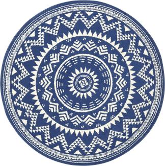 Kurzflor Teppich Valencia Rund - blau - 140 cm Durchmesser