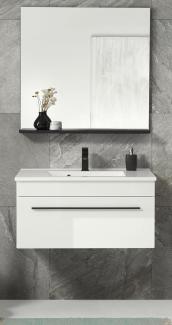 Badmöbel Set 3-teilig Design-D mit Waschbecken in Hochglanz weiß 80 x 200 cm, mit Waschbecken
