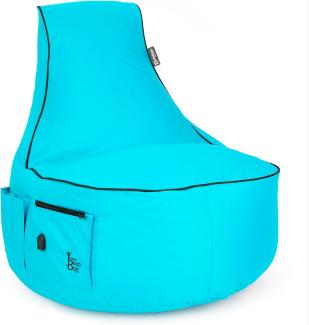 BuBiBag Gaming Sitzsack zum Zocken mit -Anschluss & Taschen, Halterung, Gamer Sessel für Kinder und Erwachsene, Beanbag Indoor und Outdoor - JokerBag (Türkis)