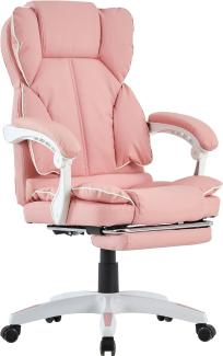 Schreibtischstuhl Bürostuhl Gamingstuhl Racing Chair Chefsessel mit Fußstütze Rosa - Weiß