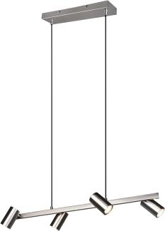 Balkenpendelleuchte MARLEY 4-flammig Spots drehbar, Silber, Breite 80cm