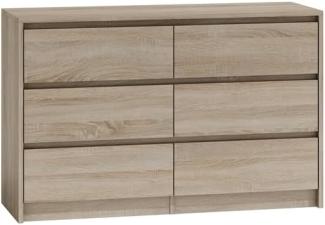 Oggi Kala Eiche Sonoma Kommode 120 cm, Schrank für Aufbewahrung mit 2 Türen und 2 Schubladen, Landhausstil, Möbel für Wohnzimmer Schlafzimmer Büro