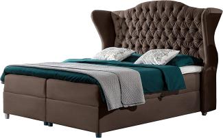 Stylefy 'Adele' Boxspringbett, Velours Braun 120 x 200 cm