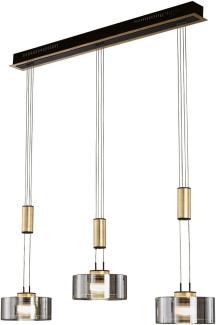Fischer & Honsel 61016 LED Pendelleuchte Lavin 3-flammig sandschwarz gold Rauchglas