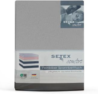 SETEX Feinbiber Spannbettlaken, 140 x 200 cm großes Spannbetttuch, 100 % Baumwolle, Bettlaken in Silber