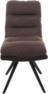 6er-Set Esszimmerstuhl HWC-G66, Küchenstuhl Stuhl, drehbar Auto-Position Stoff/Textil ~ braun-dunkelbraun