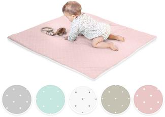Ehrenkind® Krabbeldecke Baby mit Bio-Baumwolle | 100x100cm | OEKO-TEX Kuscheldecke Unisex | Rosa weiße Punkte