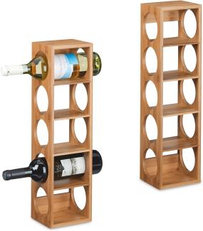 Relaxdays Weinregal für 5 Flaschen, 2er Set, Weinständer Bambus, HBT: 53 x 14 x 12 cm, Weinhalter stehend, Küche, Natur