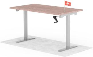 manuell höhenverstellbarer Schreibtisch EASY 140 x 80 cm - Gestell Grau, Platte Walnuss