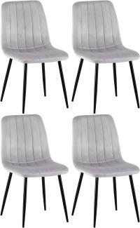 4er Set Stühle Dijon Samt (Farbe: grau)