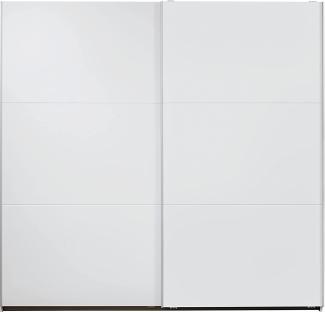 Rauch Möbel Santiago Schrank Schwebetürenschrank Weiß 2-türig inkl. Zubehörpaket Classic 4 Einlegeböden, 2 Kleiderstangen, 1 Hakenleiste, BxHxT 218x210x59 cm