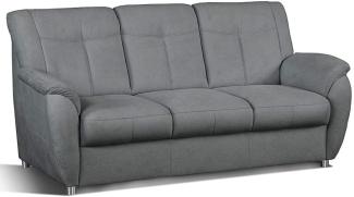 Cavadore 3- Sitzer Sunuma mit Federkern / Moderne 3 sitzige Sofagarnitur / Größe: 189 x 91 x 90 cm (BxHxT) / Farbe: Grau