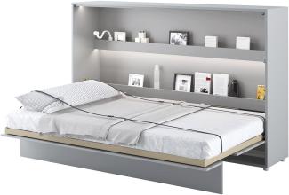 MEBLINI Schrankbett Bed Concept - BC-05 - 120x200cm Horizontal - Grau Matt mit Matratze - Wandbett mit Lattenrost - Klappbett mit Schrank - Wandklappbett - Murphy Bed - Bettschrank