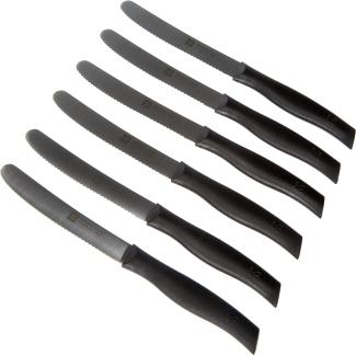 ZWILLING Twin Grip Messer-Set, 6-teilig, Frühstücksmesser, Klingenlänge: 12 cm, Rostfreier Spezialstahl/Kunststoff-Griff, Schwarz