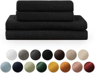Blumtal Premium Frottier Handtücher Set mit Aufhängschlaufen - Baumwolle Oeko-TEX Zertifiziert, weich, saugstark - 2X Badetuch (70x140 cm), 2X Handtuch (50x100 cm), Schwarz