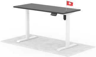 elektrisch höhenverstellbarer Schreibtisch ECO 140 x 60 cm - Gestell Weiss, Platte Anthrazit