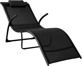 SoBuy OGS45-SCH Sonnenliege klappbar Gartenliege Relaxstuhl Liegestuhl mit Kopfkissen Klappliege Schwarz Belastbarkeit 150 kg BHT ca: 60x69x173cm