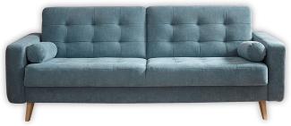 Couch Sofa Schlafcouch Schlafsofa Schlaffunktion Zweisitzer blau denim 222 cm
