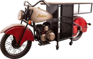 Bar Motorrad 220x100 cm Mangoholz und Metall Rot