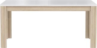 FORTE Attention Esstisch ausziehbar, Holzwerkstoff, Weiß/Beige/Weiß, 160 x 72,7 x 90 cm