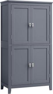 VASAGLE Badezimmerschrank, Badschrank, Küchenschrank mit 4 Türen, verstellbare Ablagen, 30 x 60 x 110 cm, schiefergrau BBC552G01
