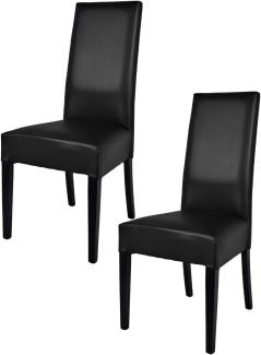 Tommychairs - 2er Set Moderne Stühle Luisa für Küche und Esszimmer, robuste Struktur aus lackiertem Buchenholz Farbe Schwarz, Gepolstert und mit schwarzem Kunstleder bezogen