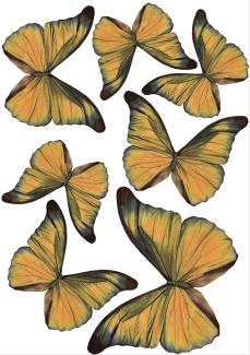 Plage 3D Charming Butterfly Stickers Golden [7 Butterflies Between 8 x 6,5 cm and 14 x 11 cm], Plastik, orange, 14 x 0.1 x 11 cm, 7-Einheiten