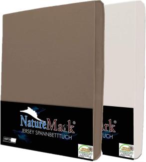 NatureMark 2er Pack Jersey Spannbettlaken, Spannbetttuch 100% Baumwolle in vielen Größen und Farben MARKENQUALITÄT ÖKOTEX Standard 100 | 180 x 200 cm - 200 x 200 cm - Natur/Sand