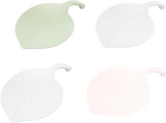 Koziol Leaf-On Schale, 4er Set, Schälchen, Snackschale, Dekoschale, Blattform, Kunststoff, Organic Green / Organic Grey / Organic Pink, 14. 3 cm, 3556317
